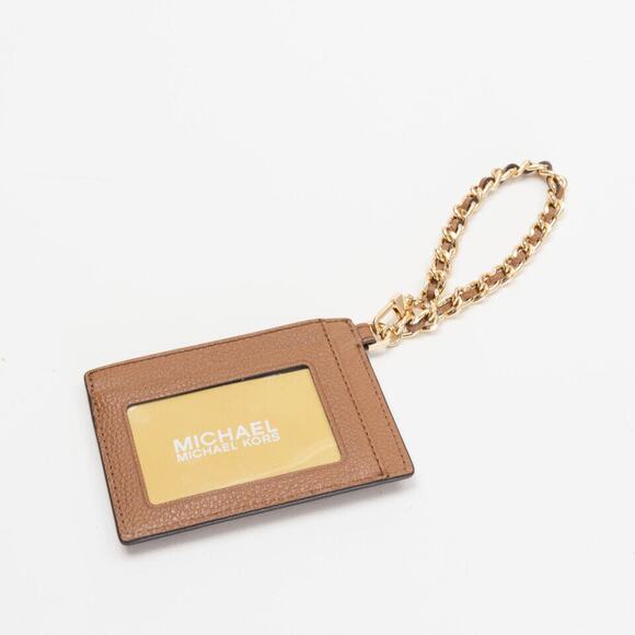 MICHAEL Michael Kors Small Pebbled Leather Chain Card Case Brown (Pre-owned) - Picture 2 of 2